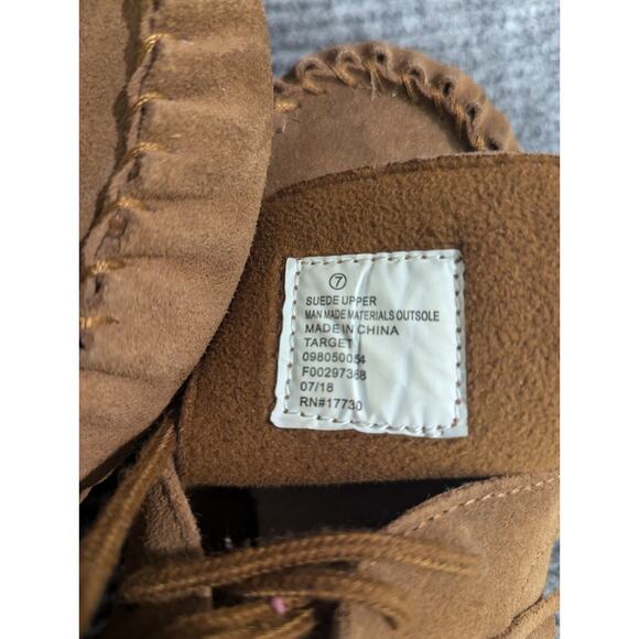 Minnetonka Women's Brown High Top Classic Fringe Lace Up Moccasin Boot Size 7 - Picture 5 of 5